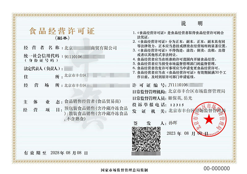 食品經營許可證