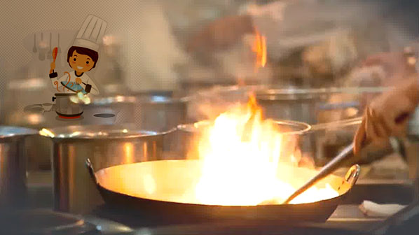 正在炒菜的小旗,制作美味佳肴 正在炒菜的小旗,制作美味佳肴