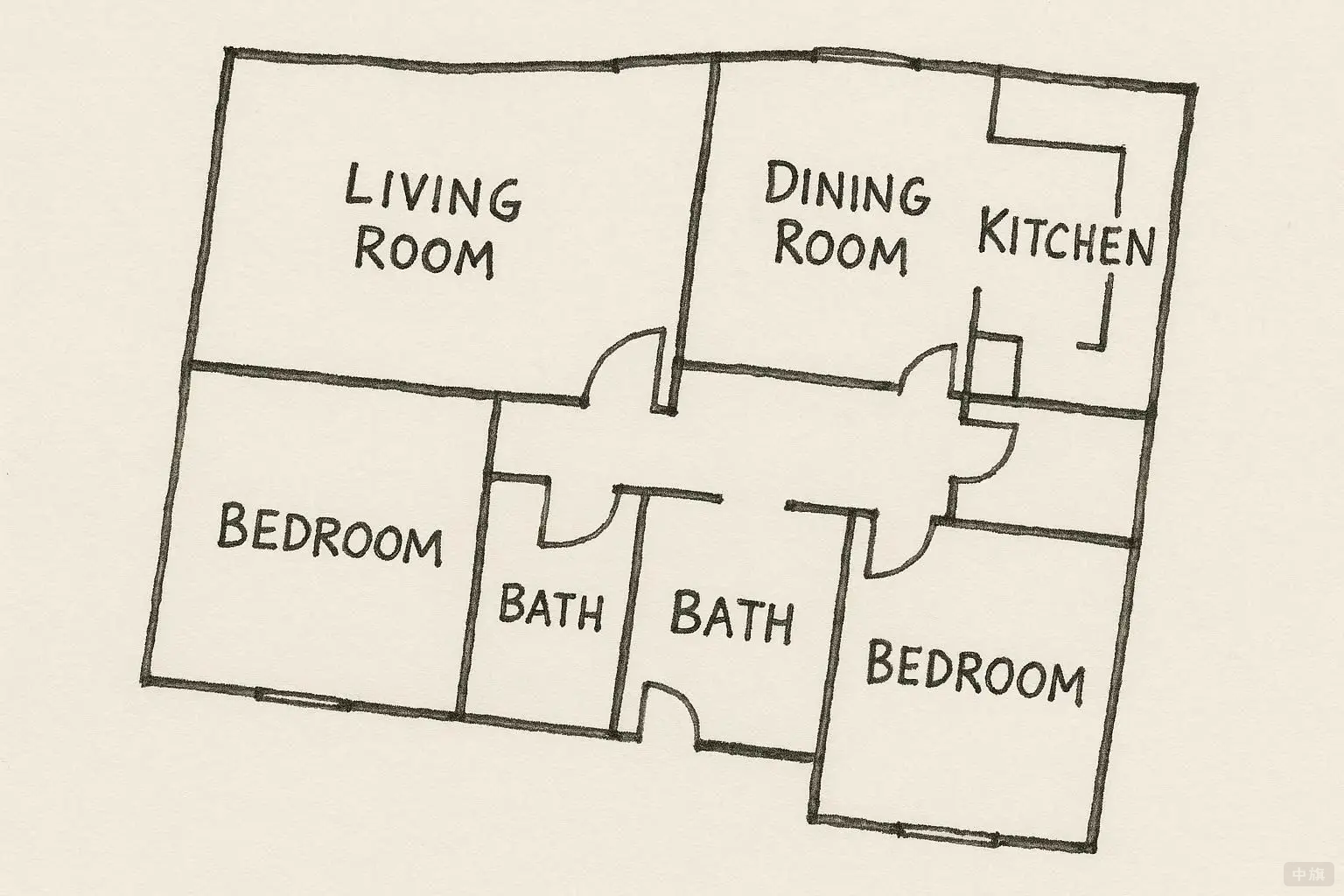 手繪平面圖，有點歪歪扭扭的