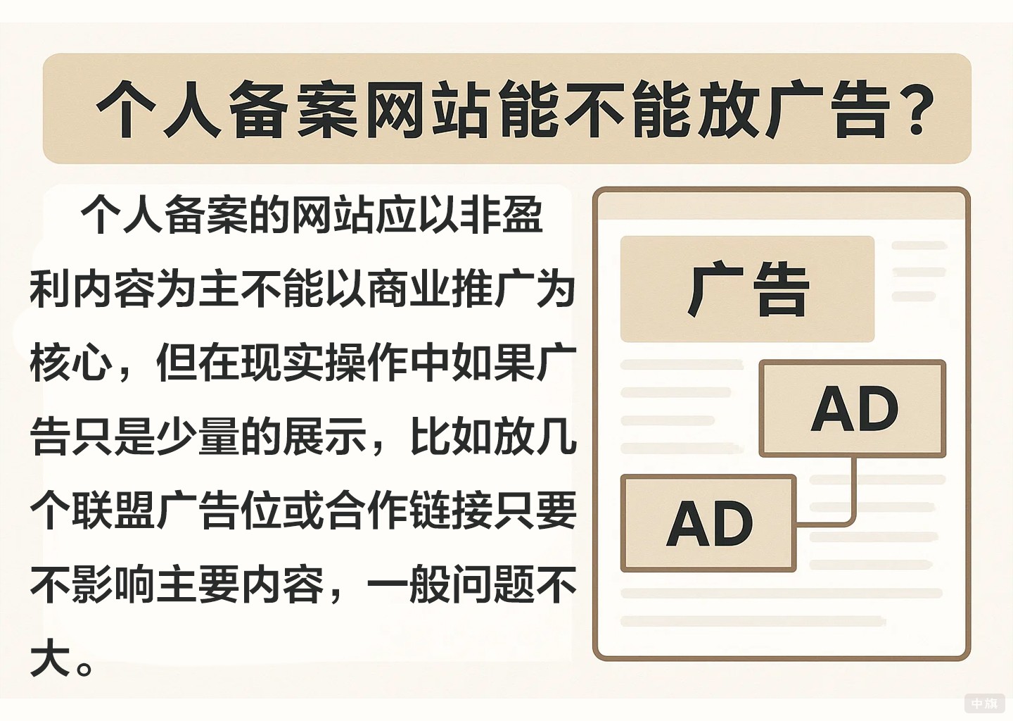個人備案網站能不能放廣告？