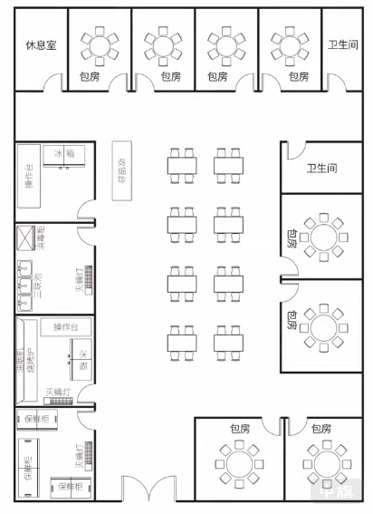 某熱食制售店鋪平面圖