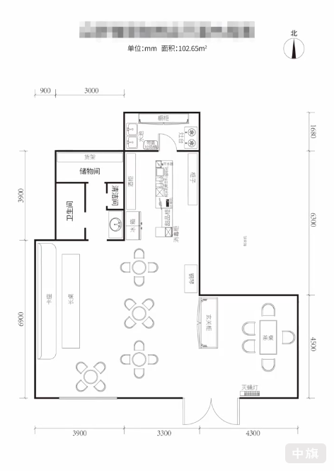 該平面圖圖紙標注好的就是1:100的尺寸來畫的